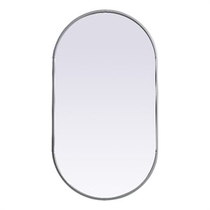 Elegant Decor Asha 20x36&quot Oval Modern MDF Wood/Iron Mirror in Silver