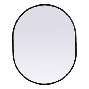 Elegant Decor Asha 24x30&quot Oval Modern MDF Wood/Iron Mirror in Black