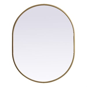 Elegant Decor Asha 24x30&quot Oval Modern MDF Wood/Iron Mirror in Brass
