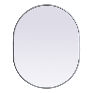 Elegant Decor Asha 24x30&quot Oval Modern MDF Wood/Iron Mirror in Silver