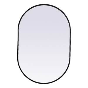 Elegant Decor Asha 24x36&quot Oval Modern MDF Wood/Iron Mirror in Black
