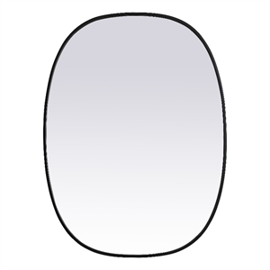 Elegant Decor Brynn 30x40&quot Oval Modern MDF Wood/Iron Mirror in Black