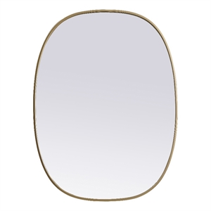 Elegant Decor Brynn 30x40&quot Oval Modern MDF Wood/Iron Mirror in Brass