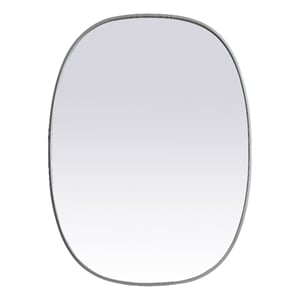 Elegant Decor Brynn 30x40&quot Oval Modern MDF Wood/Iron Mirror in Silver