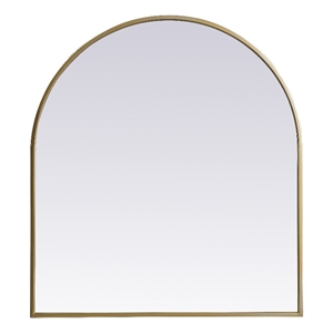 Elegant Decor Ayra 27x30&quot Arch Modern MDF Wood/Iron Mirror in Brass