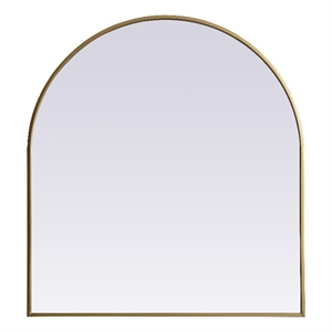 Elegant Decor Ayra 33x36&quot Arch Modern MDF Wood/Iron Mirror in Brass