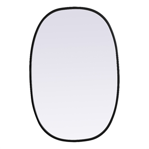 Elegant Decor Brynn 20x30&quot Oval Modern MDF Wood/Iron Mirror in Black