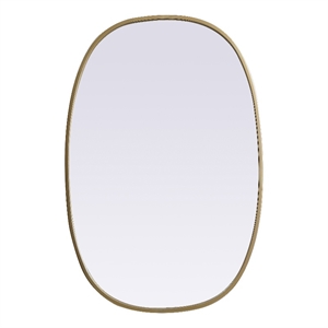 Elegant Decor Brynn 20x30&quot Oval Modern MDF Wood/Iron Mirror in Brass