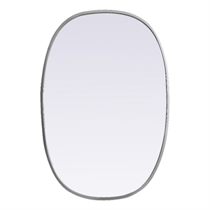 Elegant Decor Brynn 20x30&quot Oval Modern MDF Wood/Iron Mirror in Silver