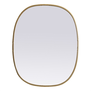 Elegant Decor Brynn 24x30&quot Oval Modern MDF Wood/Iron Mirror in Brass