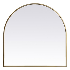 Elegant Decor Ayra 30x30&quot Arch Modern MDF Wood/Iron Mirror in Brass