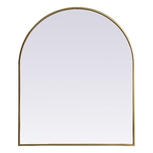 Elegant Decor Ayra 30x36&quot Arch Modern MDF Wood/Iron Mirror in Brass