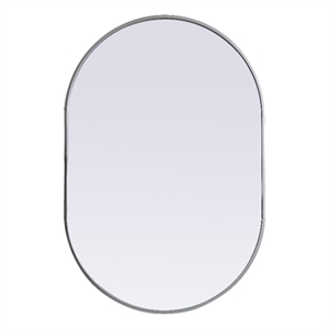 Elegant Decor Asha 27x40&quot Oval Modern MDF Wood/Iron Mirror in Silver
