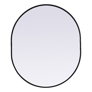 Elegant Decor Asha 30x36&quot Oval Modern MDF Wood/Iron Mirror in Black