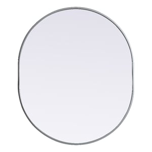 Elegant Decor Asha 30x36&quot Oval Modern MDF Wood/Iron Mirror in Silver