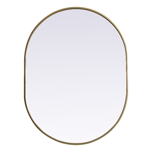 Elegant Decor Asha 30x40&quot Oval Modern MDF Wood/Iron Mirror in Brass