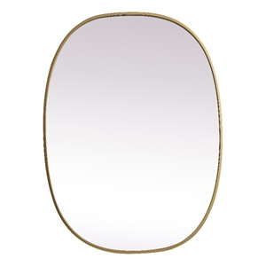 Elegant Decor Brynn 27x36&quot Oval Modern MDF Wood/Iron Mirror in Brass
