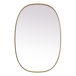 Elegant Decor Brynn 27x40&quot Oval Modern MDF Wood/Iron Mirror in Brass