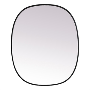 Elegant Decor Brynn 30x36&quot Oval Modern MDF Wood/Iron Mirror in Black