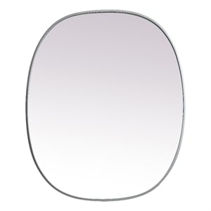 Elegant Decor Brynn 30x36&quot Oval Modern MDF Wood/Iron Mirror in Silver