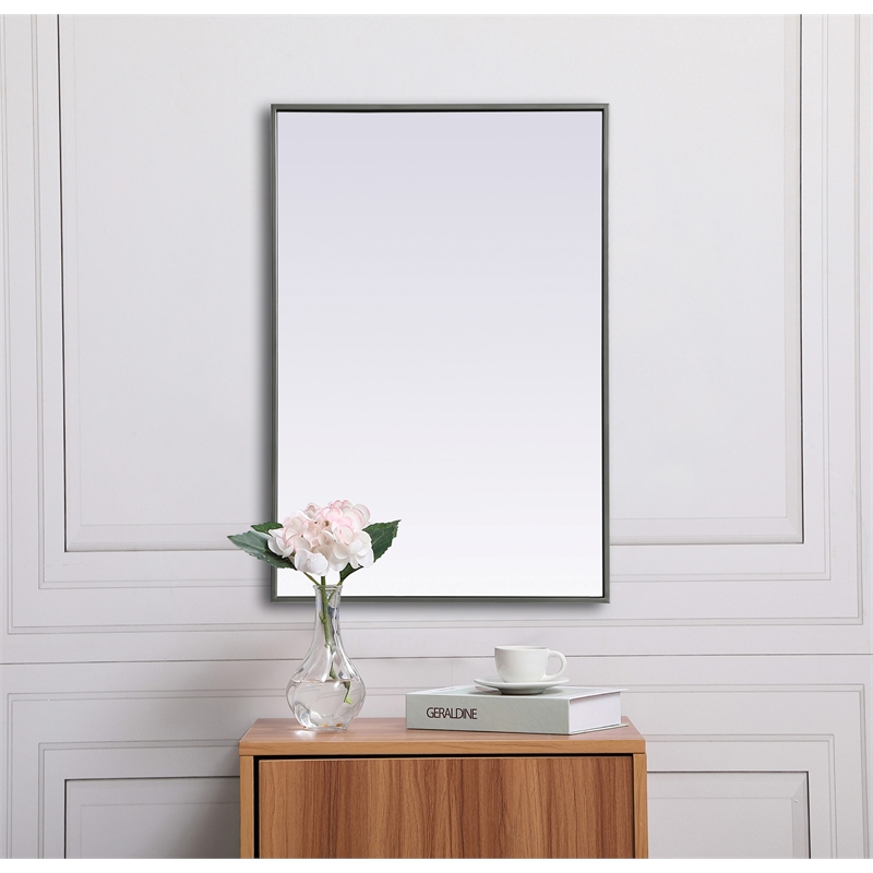 Elegant Decor Eternity Rectangle Modern MDF Wood/Iron Mirror in Silver