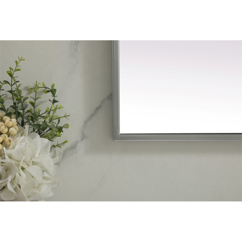 Elegant Decor Eternity Rectangle Modern MDF Wood/Iron Mirror in Silver