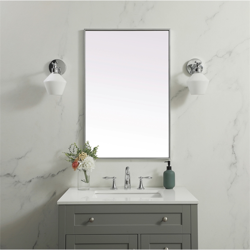Elegant Decor Eternity Rectangle Modern MDF Wood/Iron Mirror in Silver