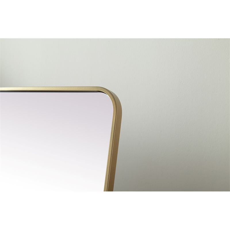 Elegant Decor Evermore Rectangle Wood/Iron Full Length Mirror in Brass