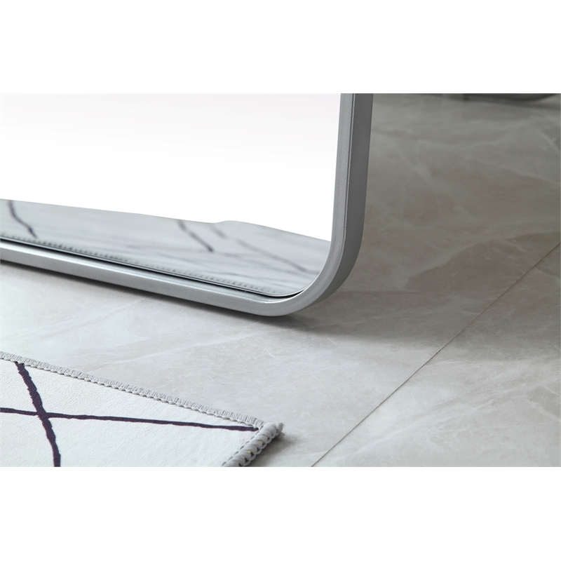 Elegant Decor Evermore Rectangle Wood/Iron Full Length Mirror in Silver