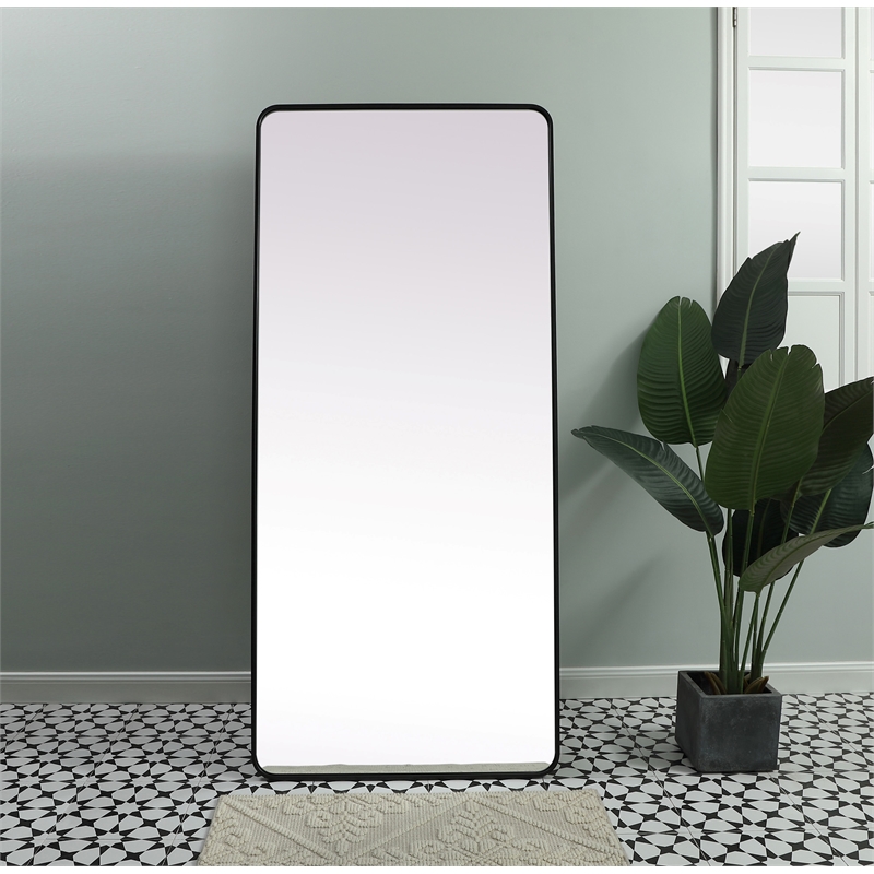 Elegant Decor Evermore Rectangle Modern MDF Wood/Iron Mirror in Black