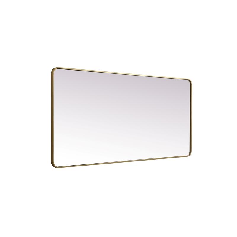 Elegant Decor Evermore Rectangle Modern MDF Wood/Iron Mirror in Brass