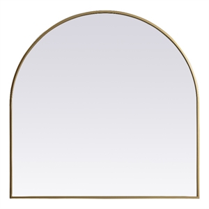 Elegant Decor Ayra 36x36&quot Arch Modern MDF Wood/Iron Mirror in Brass