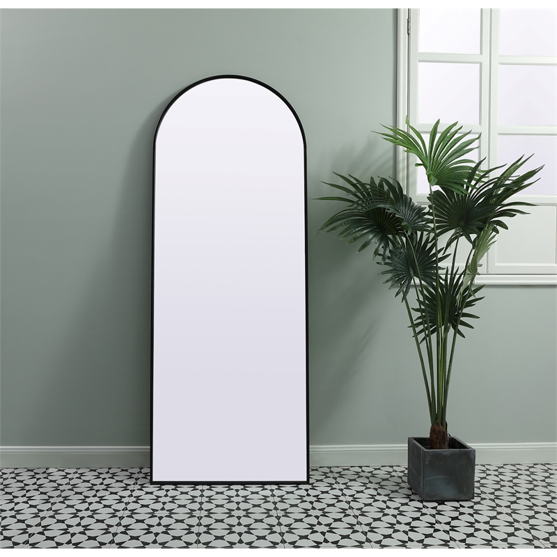 Elegant Decor Ayra Arch Modern Wood/Iron Full Length Mirror in Black