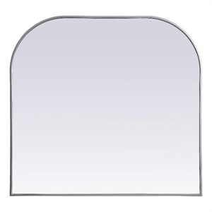 Elegant Decor Blaire 40x38&quot Arch Modern MDF Wood/Metal Mirror in Silver