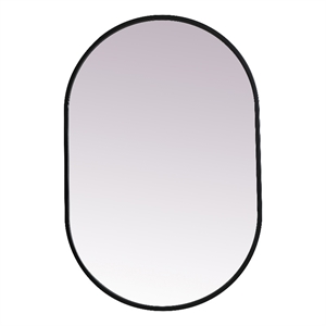 Elegant Decor Asha 20x30&quot Oval Modern MDF Wood/Iron Mirror in Black