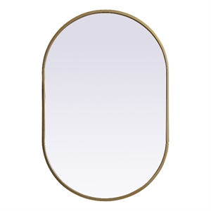 Elegant Decor Asha 20x30&quot Oval Modern MDF Wood/Iron Mirror in Brass