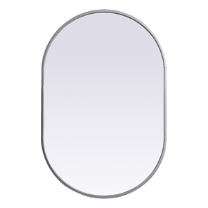 Elegant Decor Asha 20x30&quot Oval Modern MDF Wood/Iron Mirror in Silver