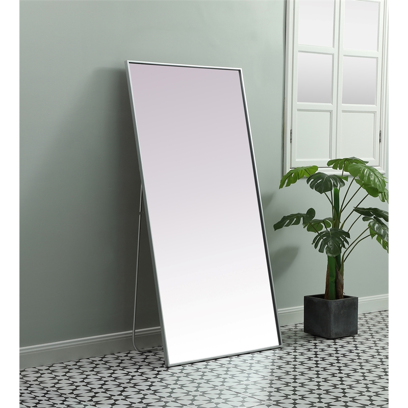 Elegant Decor Eternity Rectangle Wood/Iron Full Length Mirror in Silver