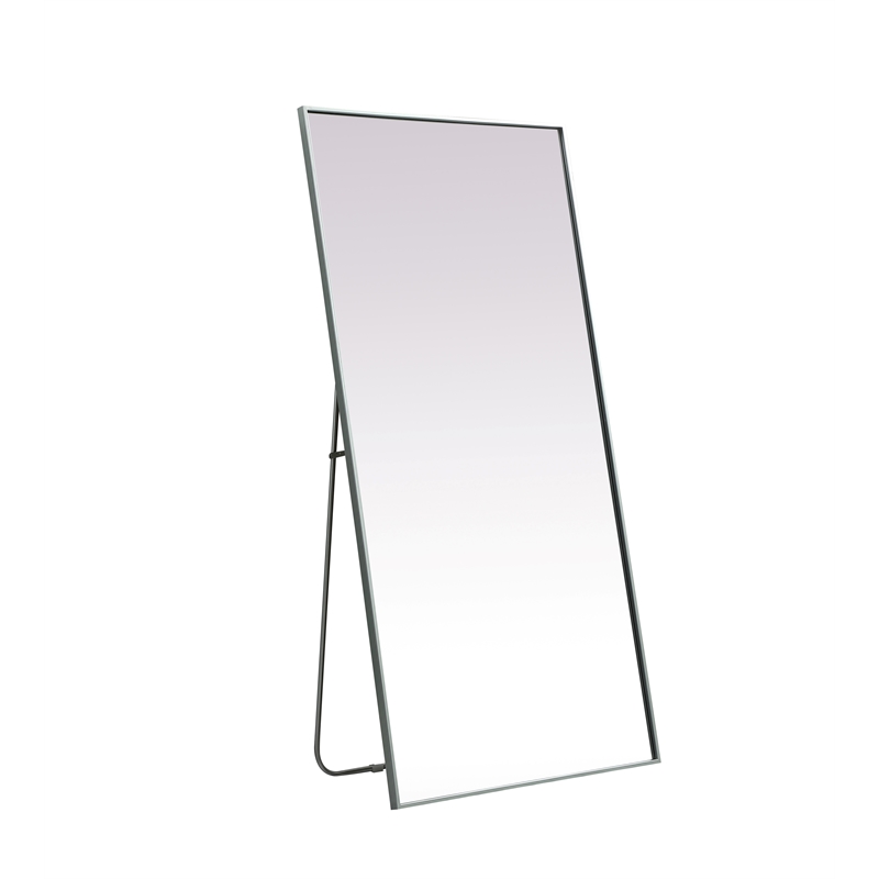 Elegant Decor Eternity Rectangle Wood/Iron Full Length Mirror in Silver
