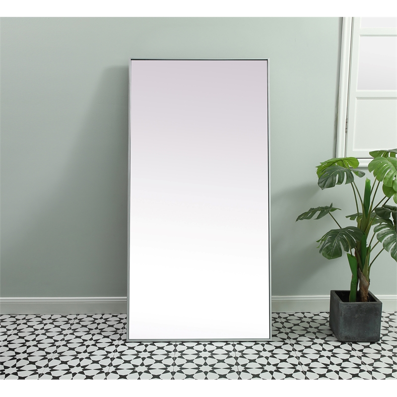 Elegant Decor Eternity Rectangle Wood/Iron Full Length Mirror in Silver