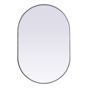 Elegant Decor Asha 24x36&quot Oval Modern MDF Wood/Iron Mirror in Silver