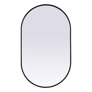 Elegant Decor Asha 24x40&quot Oval Modern MDF Wood/Iron Mirror in Black