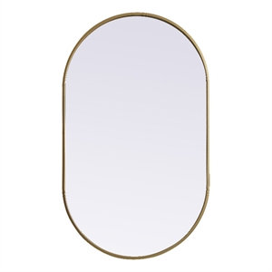 Elegant Decor Asha 24x40&quot Oval Modern MDF Wood/Iron Mirror in Brass