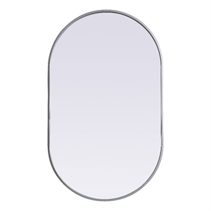 Elegant Decor Asha 24x40&quot Oval Modern MDF Wood/Iron Mirror in Silver