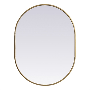 Elegant Decor Asha 27x36&quot Oval Modern MDF Wood/Iron Mirror in Brass