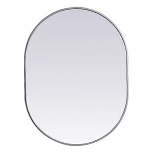 Elegant Decor Asha 27x36&quot Oval Modern MDF Wood/Iron Mirror in Silver