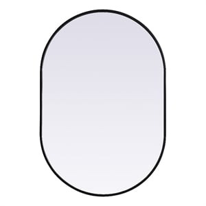 Elegant Decor Asha 27x40&quot Oval Modern MDF Wood/Iron Mirror in Black