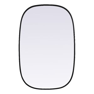 Elegant Decor Brynn 24x36&quot Oval Modern MDF Wood/Iron Mirror in Black