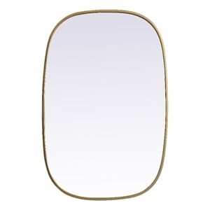 Elegant Decor Brynn 24x36&quot Oval Modern MDF Wood/Iron Mirror in Brass