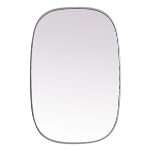 Elegant Decor Brynn 24x36&quot Oval Modern MDF Wood/Iron Mirror in Silver